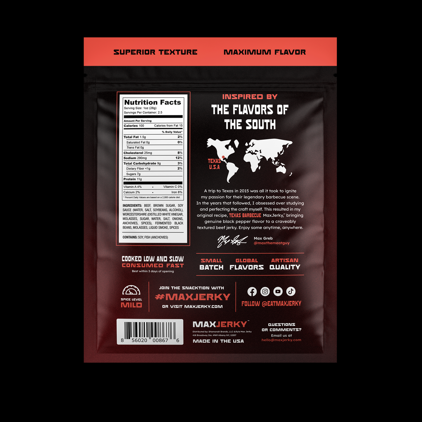 Max Jerky - Texas Barbecue Beef Jerky