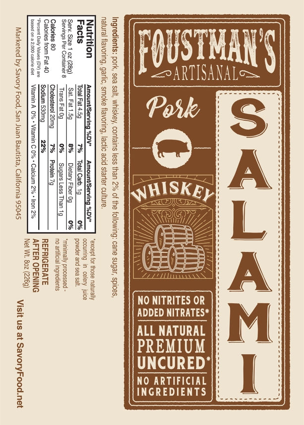 Pork Whiskey | All-Natural Uncured Salami