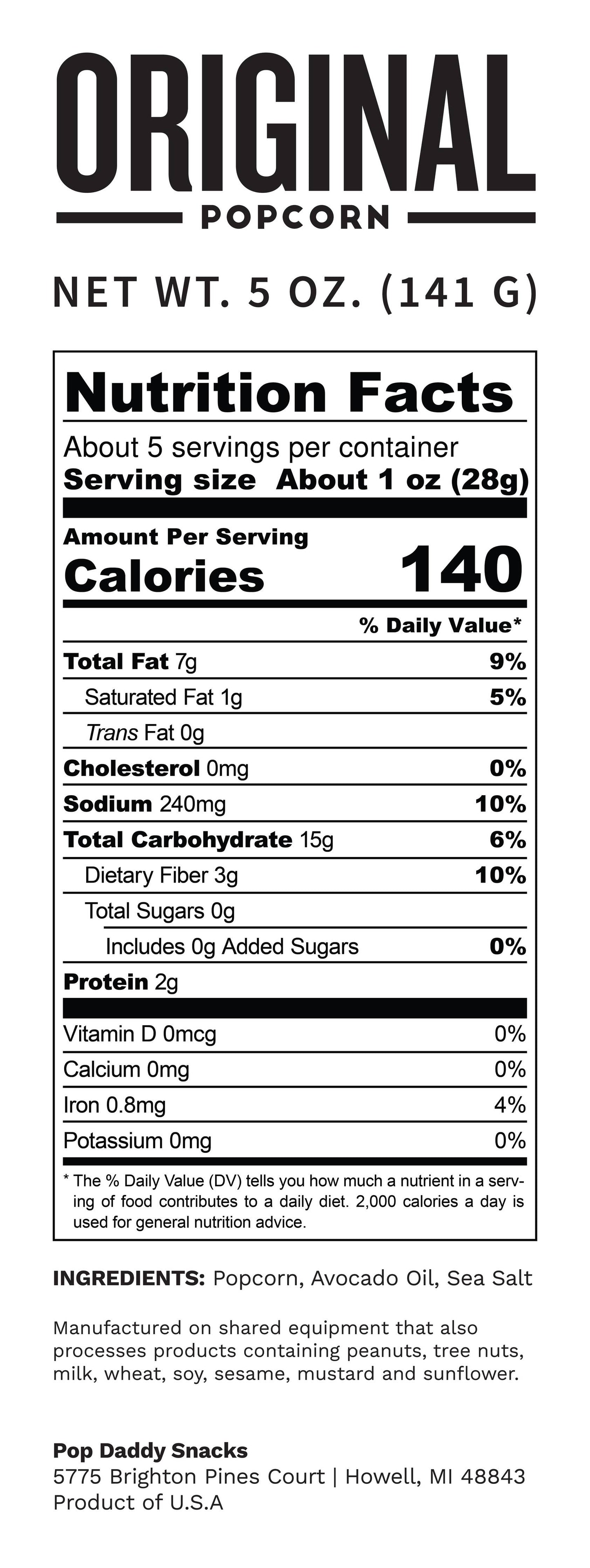 Pop Daddy – Original Flavor Popcorn 5.0oz