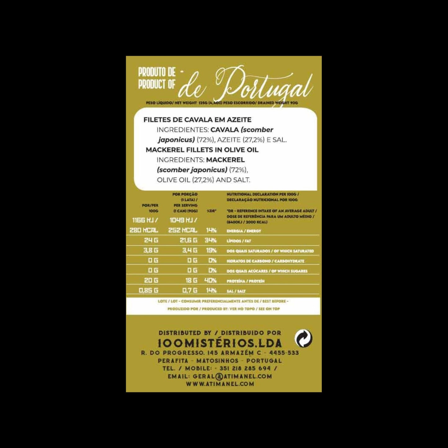 Ati Manel Mackerel Fillets in Olive Oil, 125G