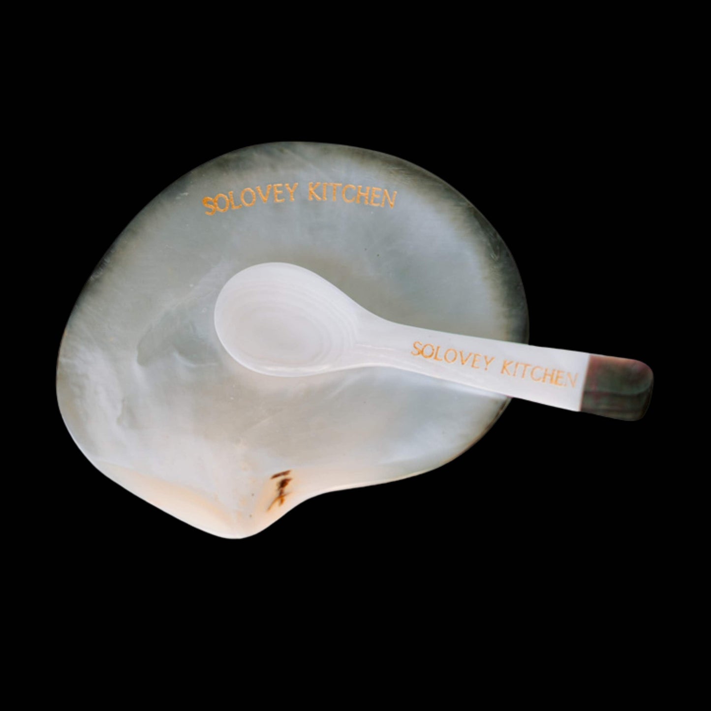 Black Mother of Pearl Caviar Plate and Spoon