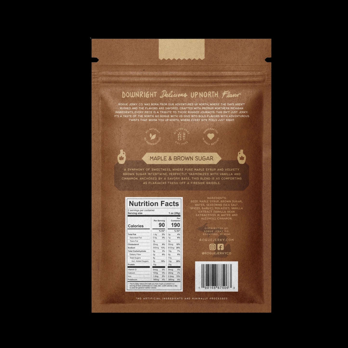 Maple & Brown Sugar Beef Jerky 2oz