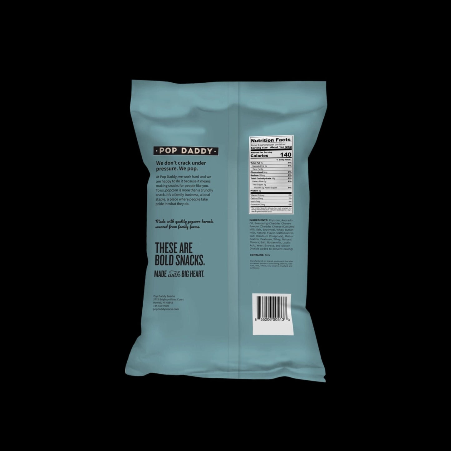 Pop Daddy – Real White Cheddar Flavored Popcorn 6.0oz