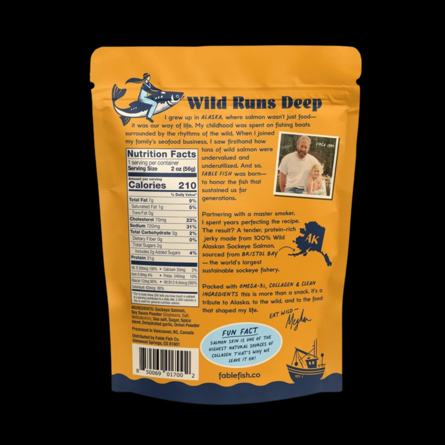 Sea Salt Wild Alaskan Sockeye Salmon Jerky 2oz