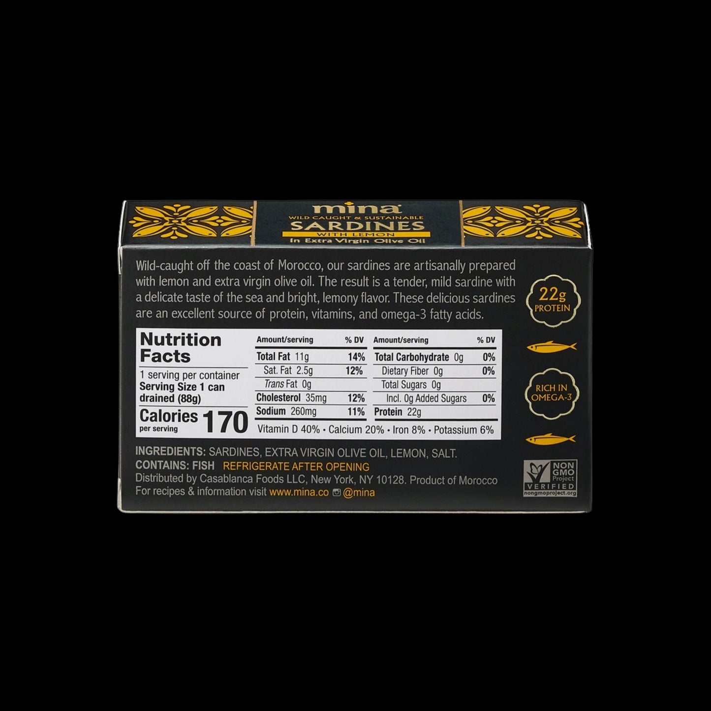 4.4 oz Sardines in Extra Virgin Olive Oil with Lemon