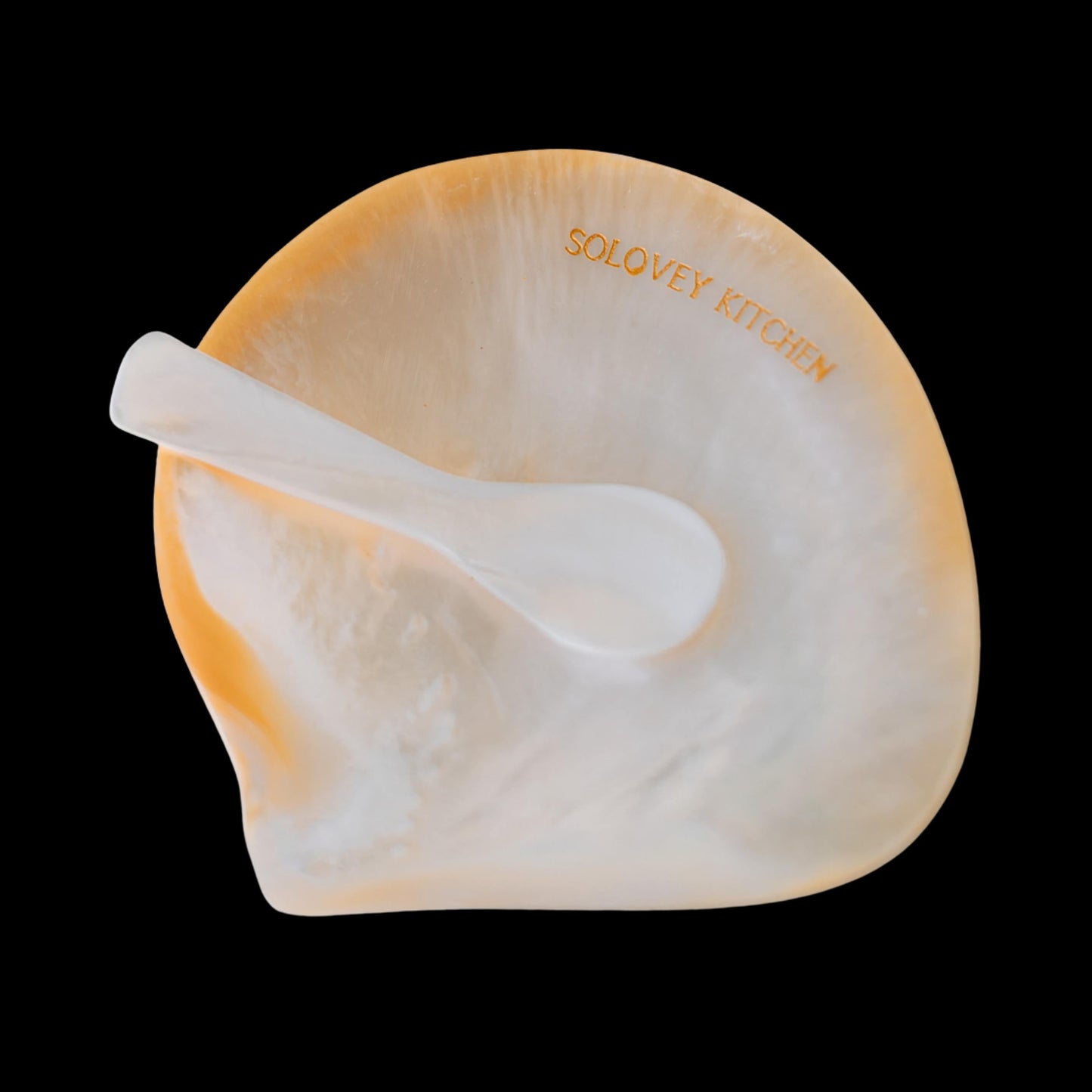 Beige Mother of Pearl Caviar Plate and Spoon