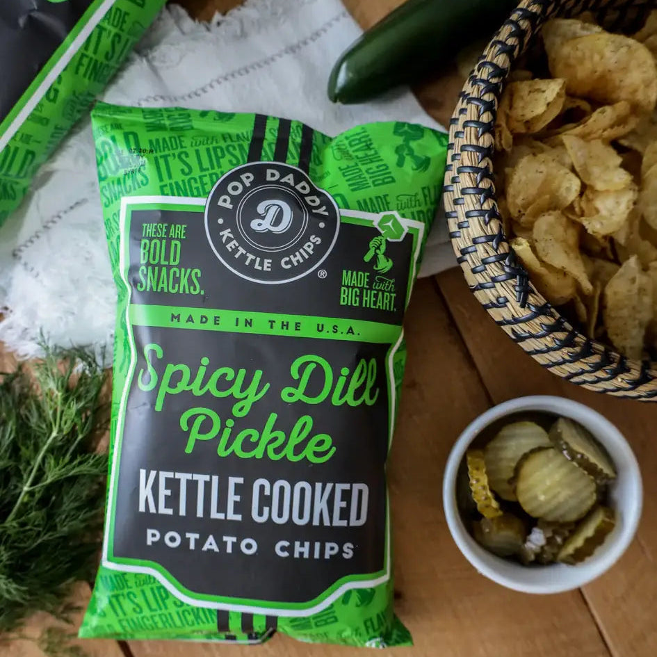 Pop Daddy - Spicy Dill Pickle Kettle Cooked Potato Chips 5.0 oz