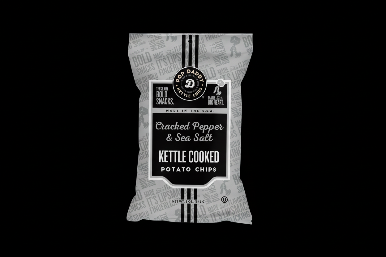 Pop Daddy - Cracked Pepper and Sea Salt Kettle Cooked Potato Chips 5oz