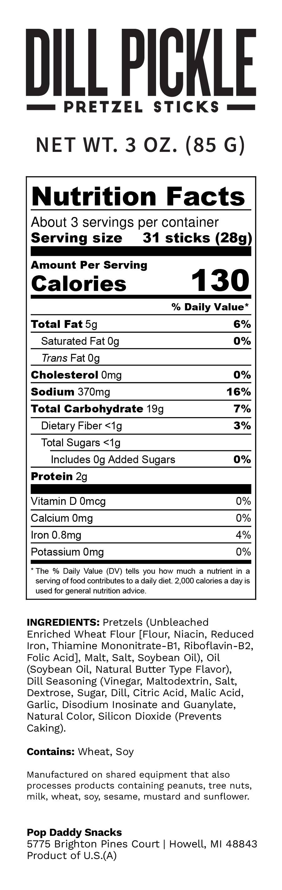 Pop Daddy – Dill Pickle Seasoned Pretzels 3.0oz