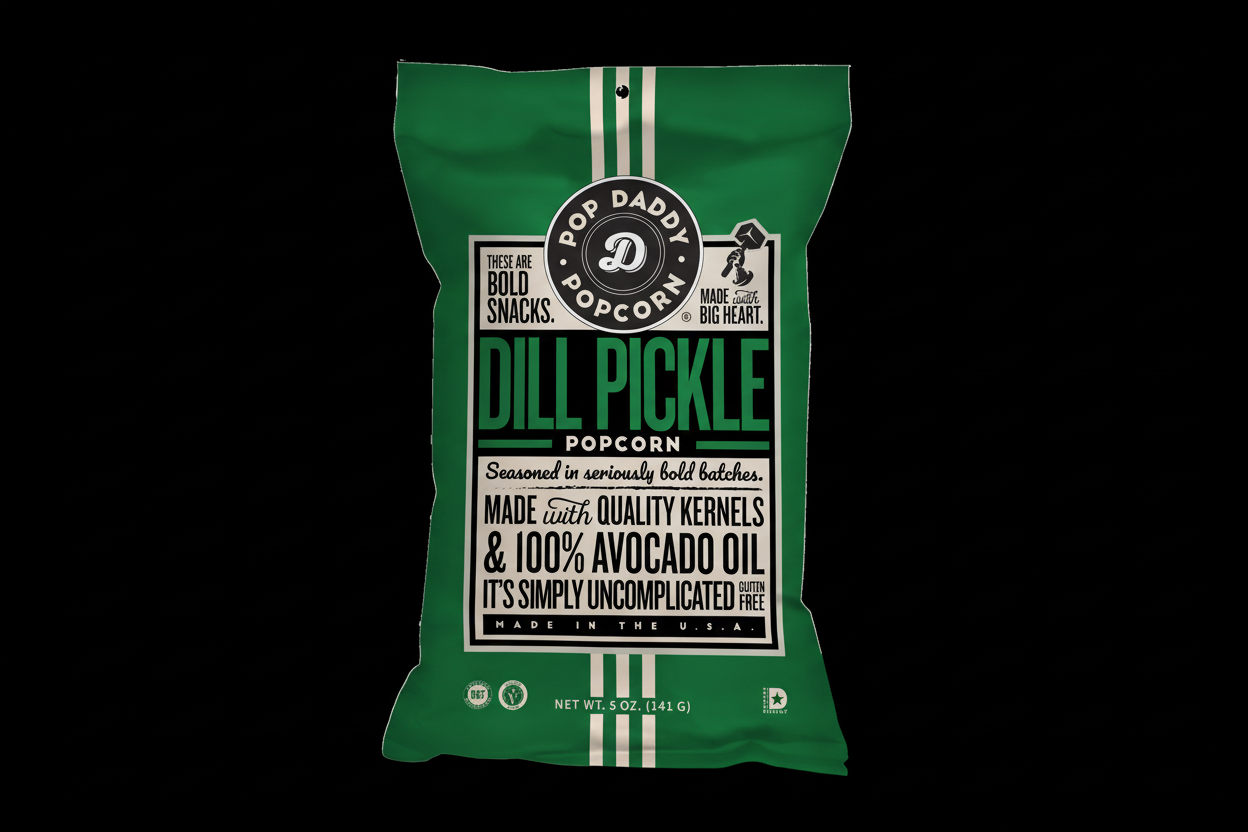 Pop Daddy – Dill Pickle Flavored Popcorn 5.0oz